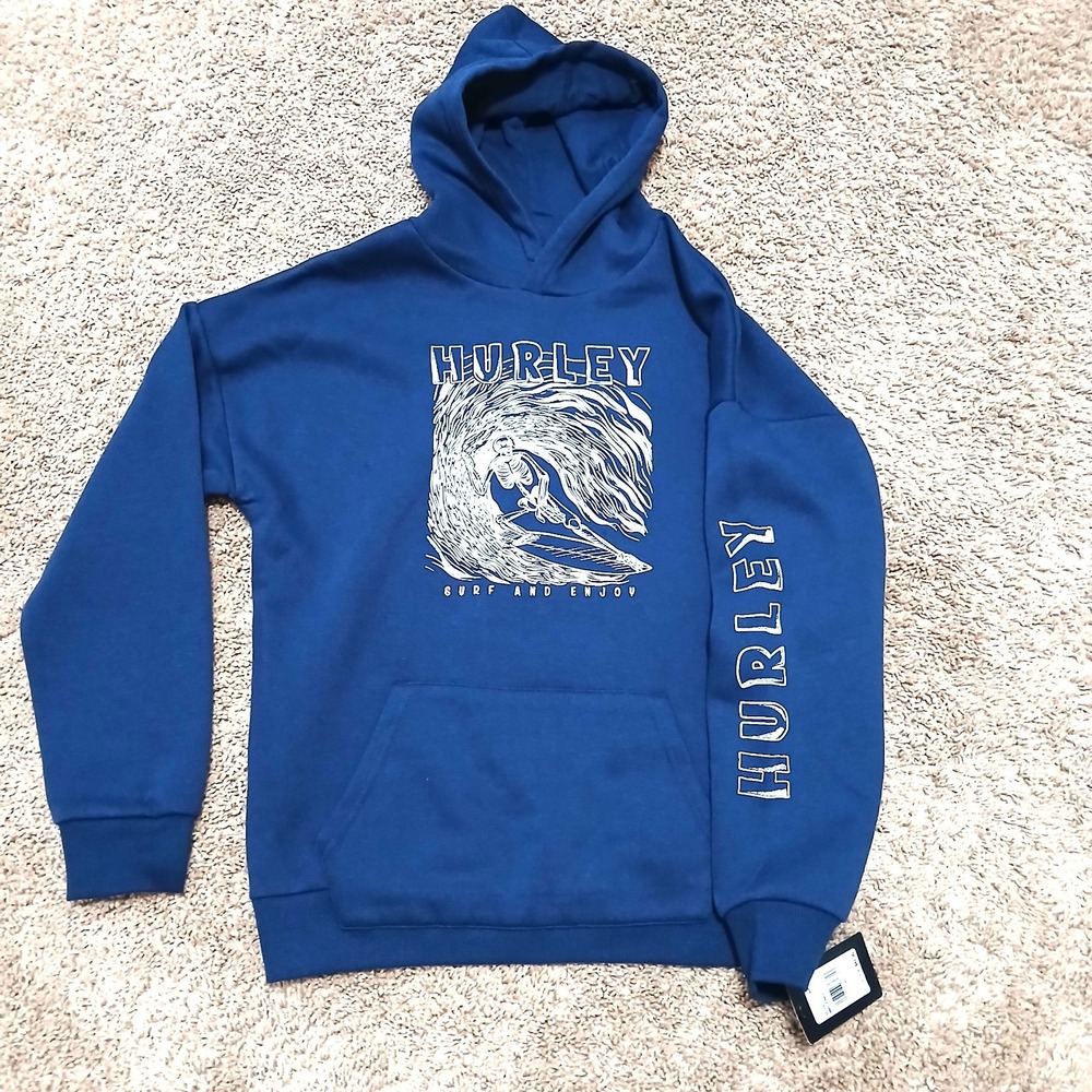 *NEW* HURLEY Sweatshirt Boy's Hoodie Pullover Size XL Navy Graphic Design
